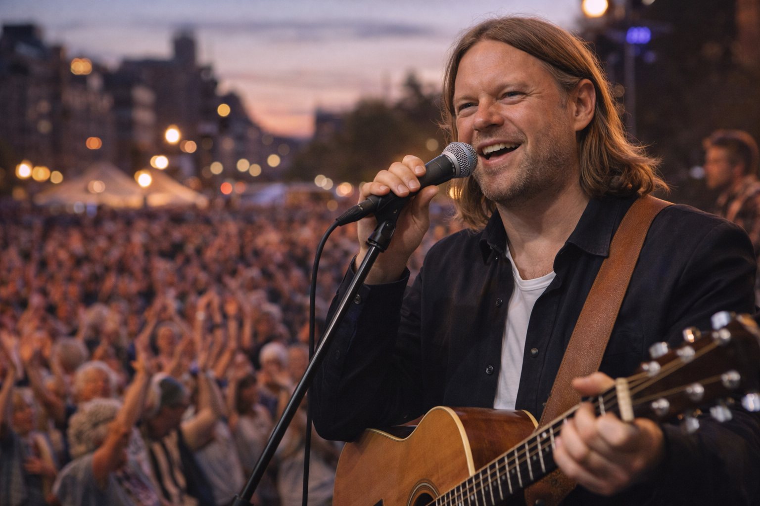 Am Stadtfest mit Gitarre